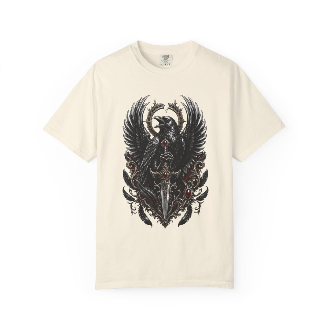 Gothic Chrome Raven Blade T-Shirt Graphic