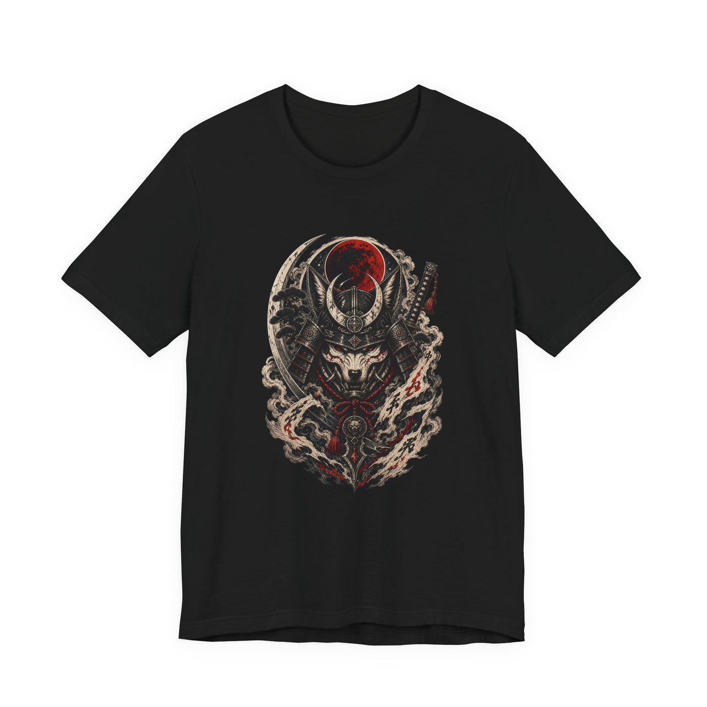 Wolf Samurai Mask Emblem T-Shirt Graphic