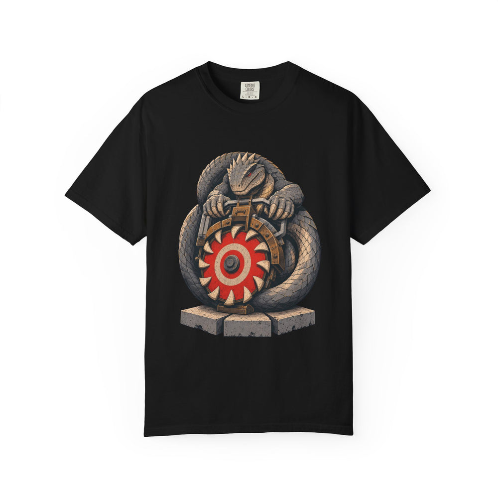 Basilisk Road Crew graphic on a Black tee