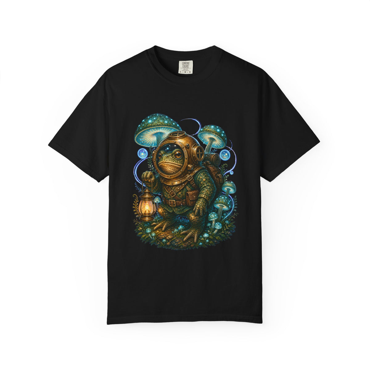 Bioluminescent Mushroom Diver Toad T-Shirt Graphic