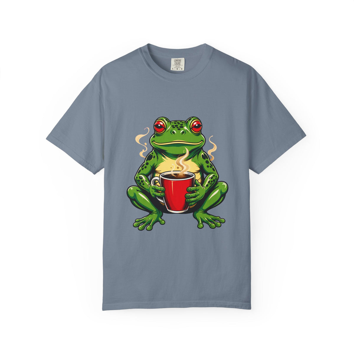 Sleepy Coffee Frog Mascot T-Shirt Graphic
