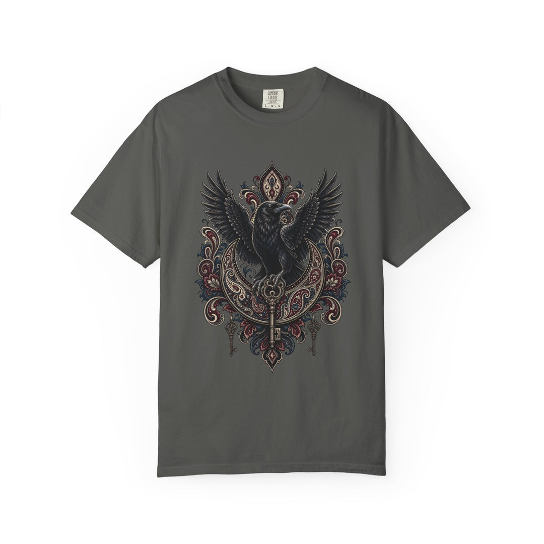 Gothic Paisley Raven Crest Graphic Tee