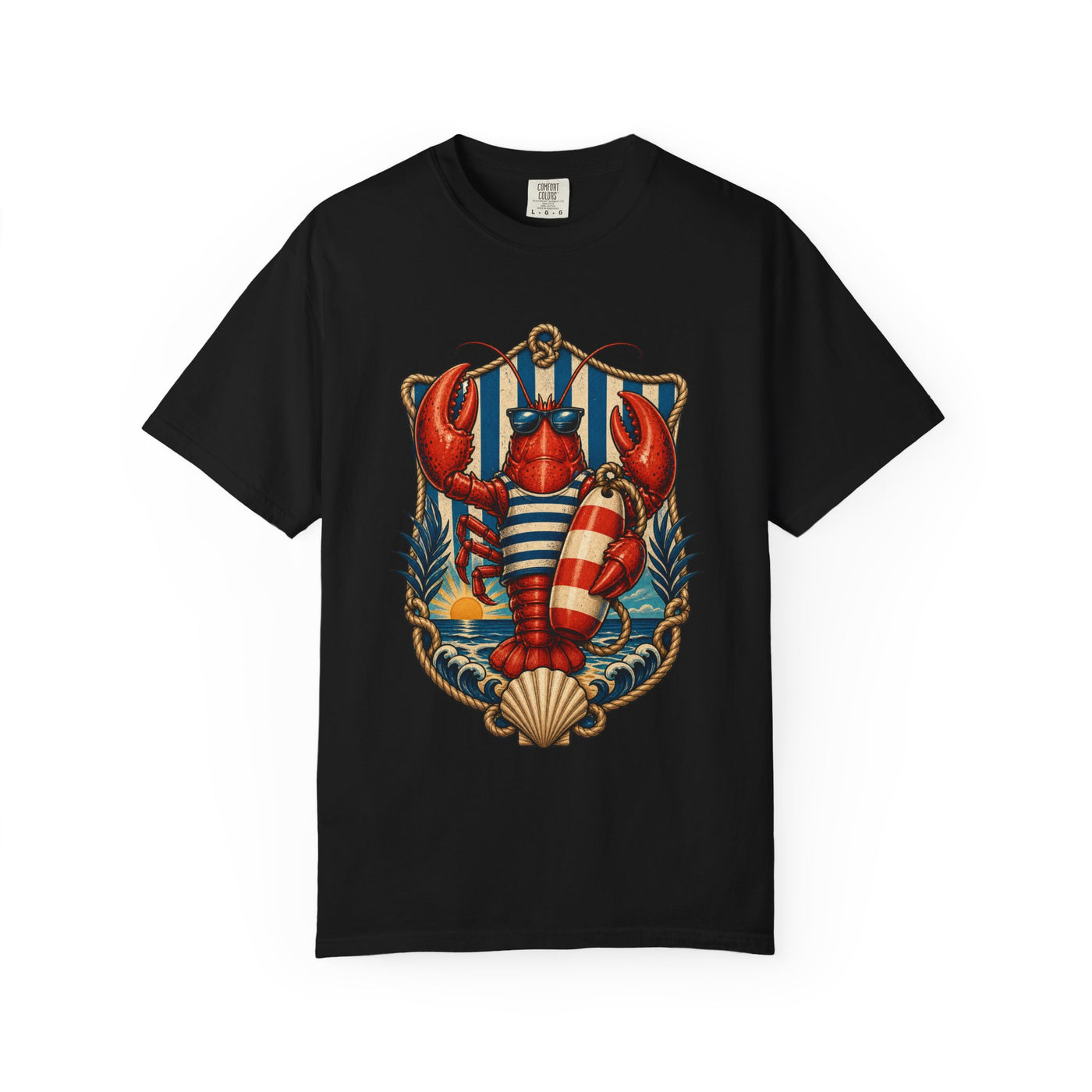 Deckchair Stripe Lobster Beach Guardian T-Shirt Graphic