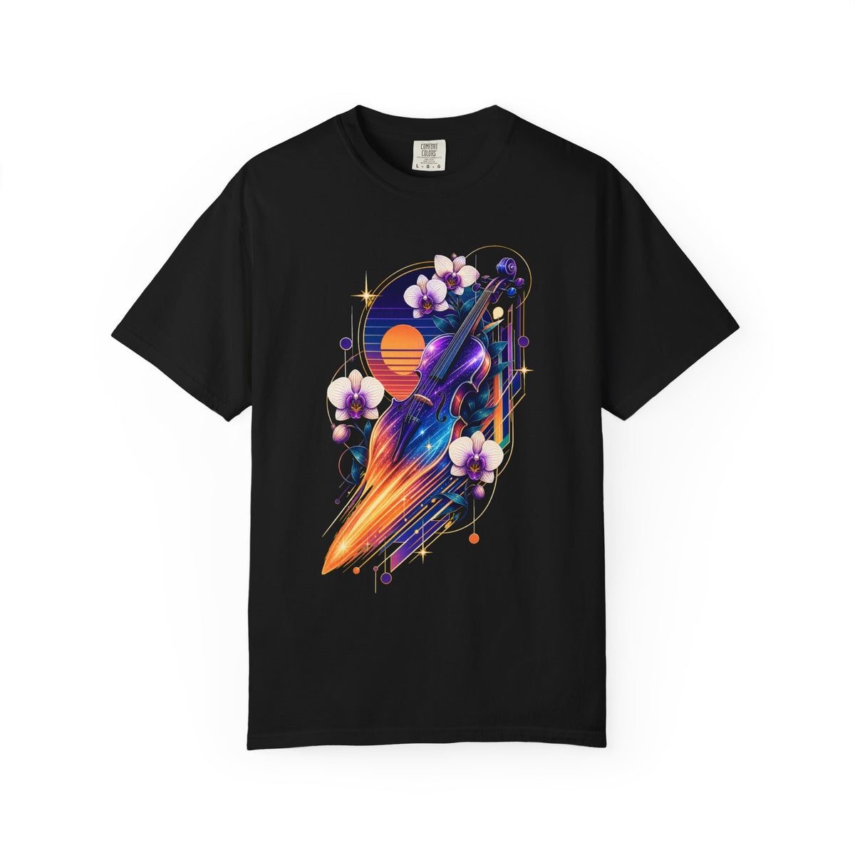 Vaporwave Meteor Violin Orchid T-Shirt Graphic