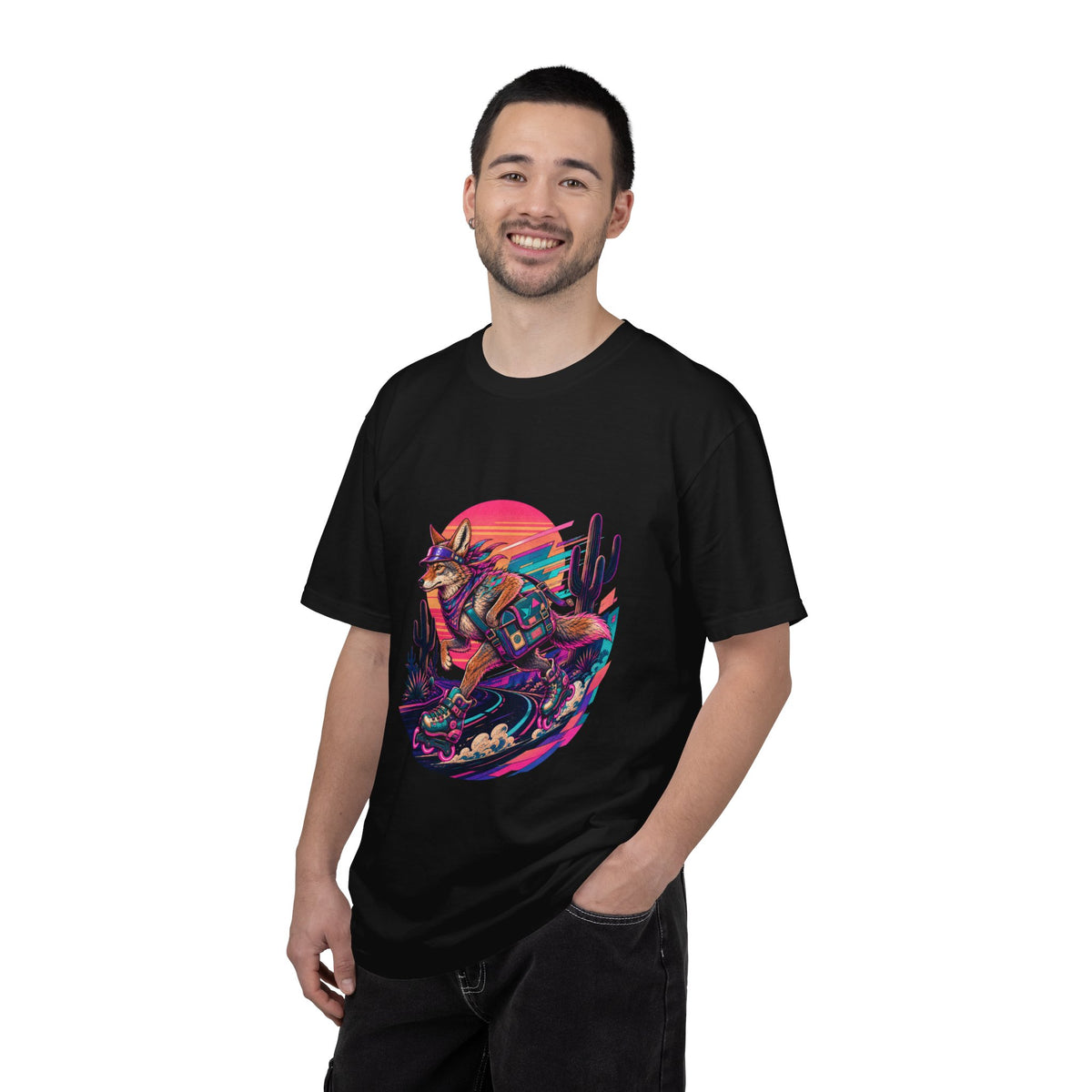 Vaporwave Desert Coyote T-Shirt Graphic