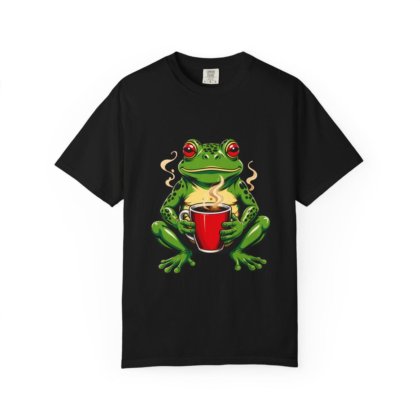 Sleepy Coffee Frog Mascot T-Shirt Graphic