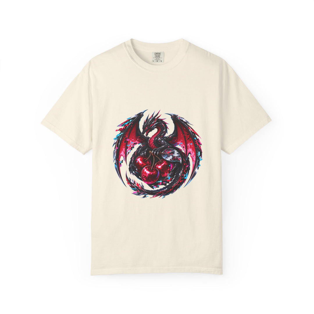 Cyber Glitch Cherry Wyvern Graphic Tee