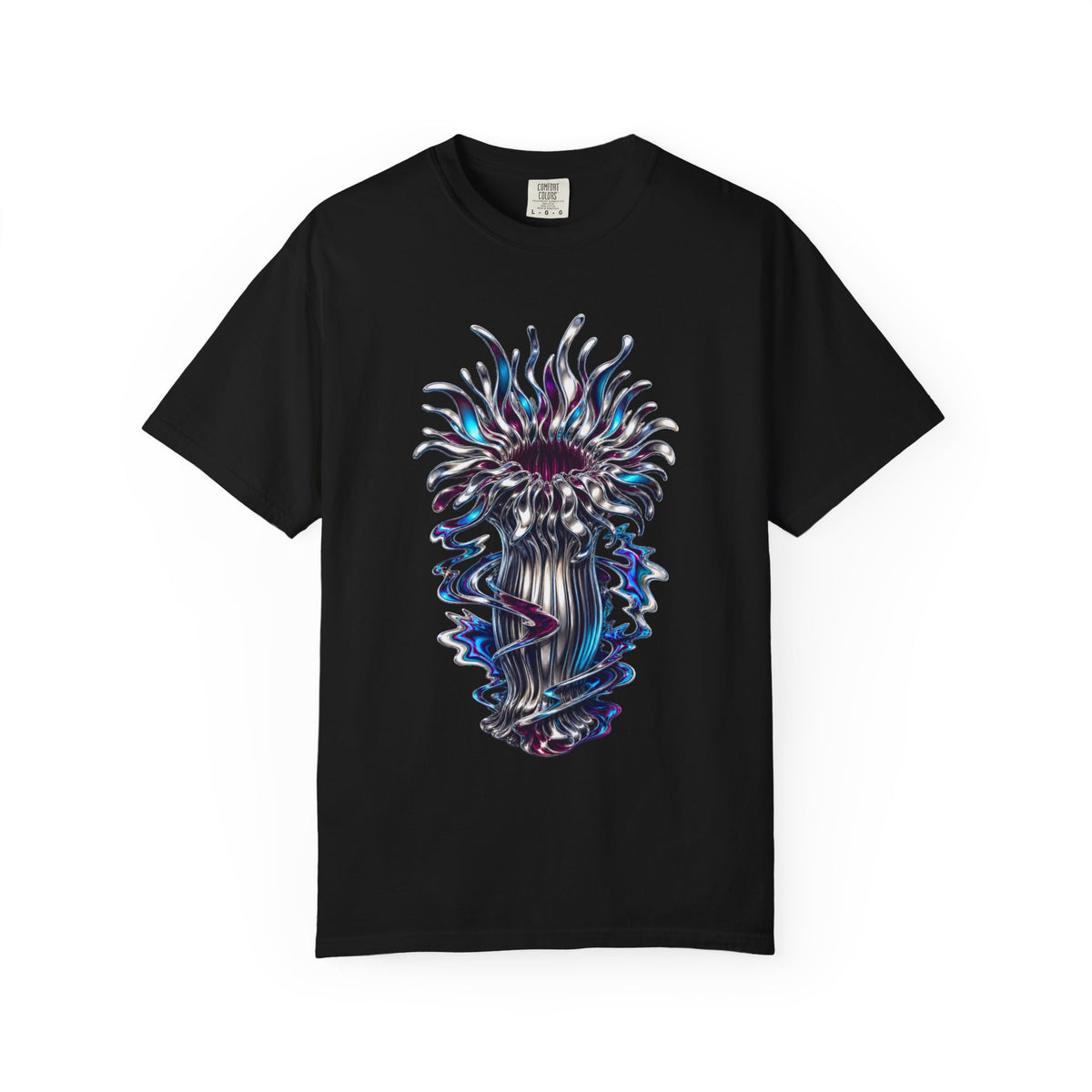Chrome Tide Anemone Glitchy Glam Graphic Tee