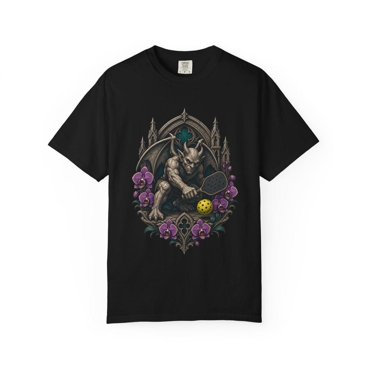 Gothic Pickleball Orchid Gargoyle T-Shirt Graphic