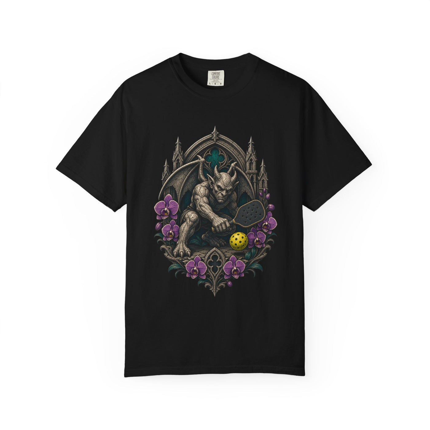 Gothic Pickleball Orchid Gargoyle T-Shirt Graphic