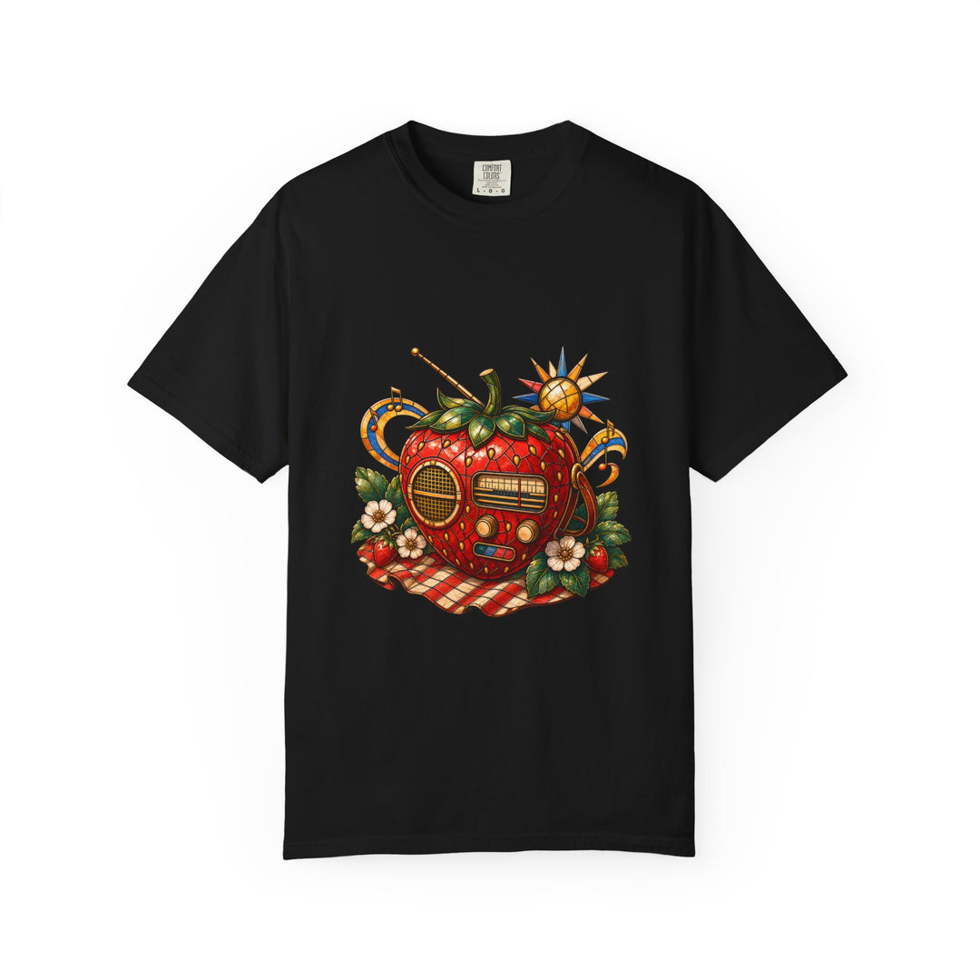 Stained Glass Picnic Radio Strawberry T-Shirt Graphic