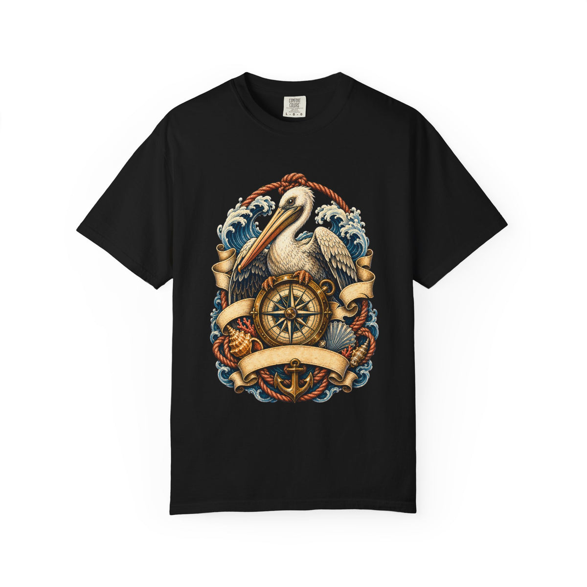 Nautical Pelican Compass T-Shirt Graphic