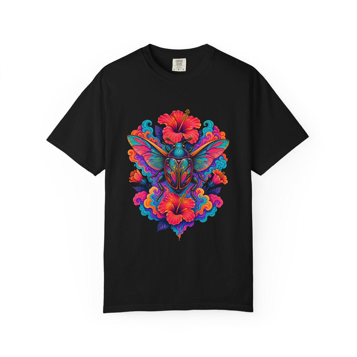 Psychedelic Hibiscus Hover Beetle T-Shirt Graphic