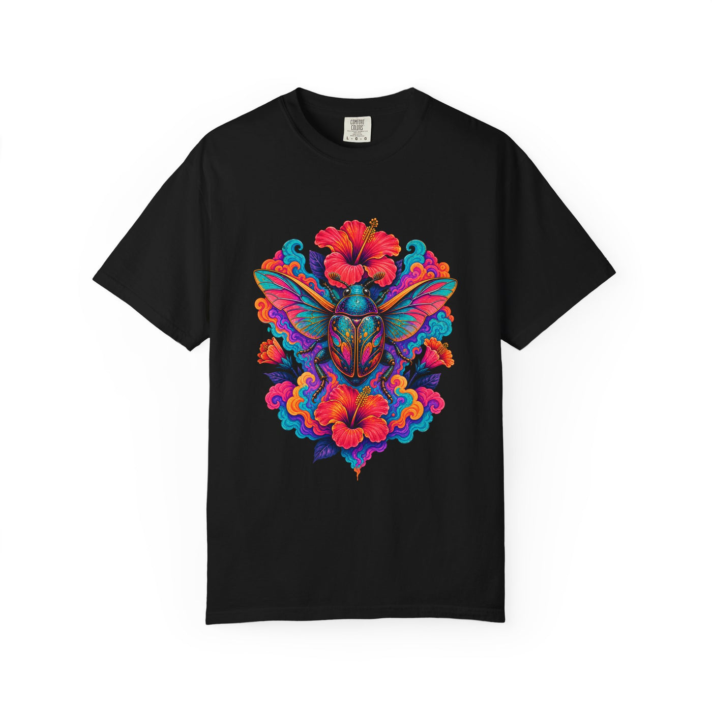 Psychedelic Hibiscus Hover Beetle T-Shirt Graphic