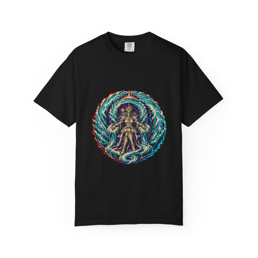Hurricane Throne VHS Horror Graphic Tee graphic on a Black tee
