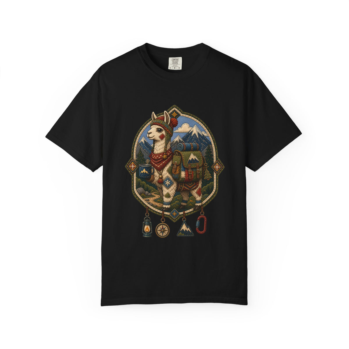 Patchwork Mountain Llama T-Shirt Graphic