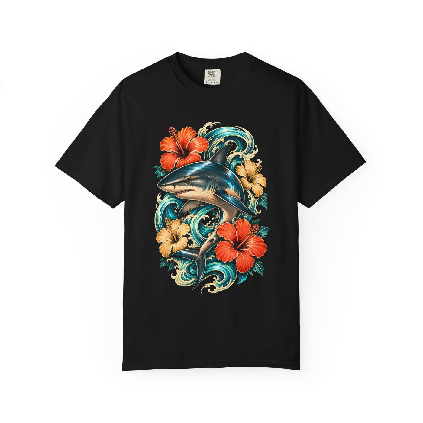 Surfcore Hibiscus Shark T-Shirt Graphic
