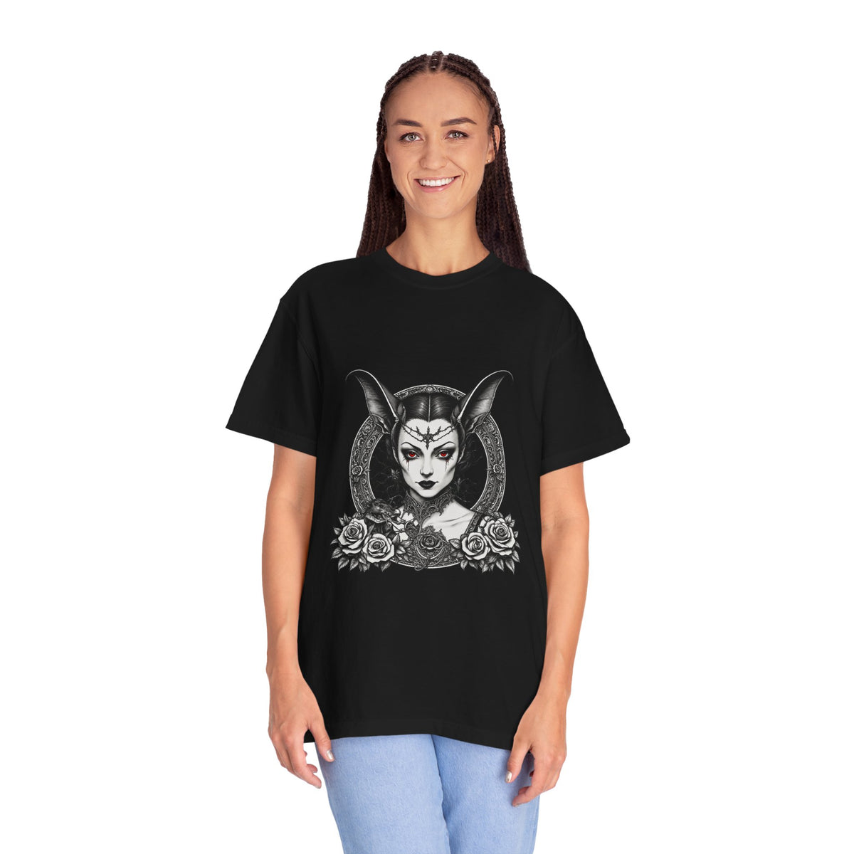 Gothic Vampire Portrait Halo T-Shirt Graphic