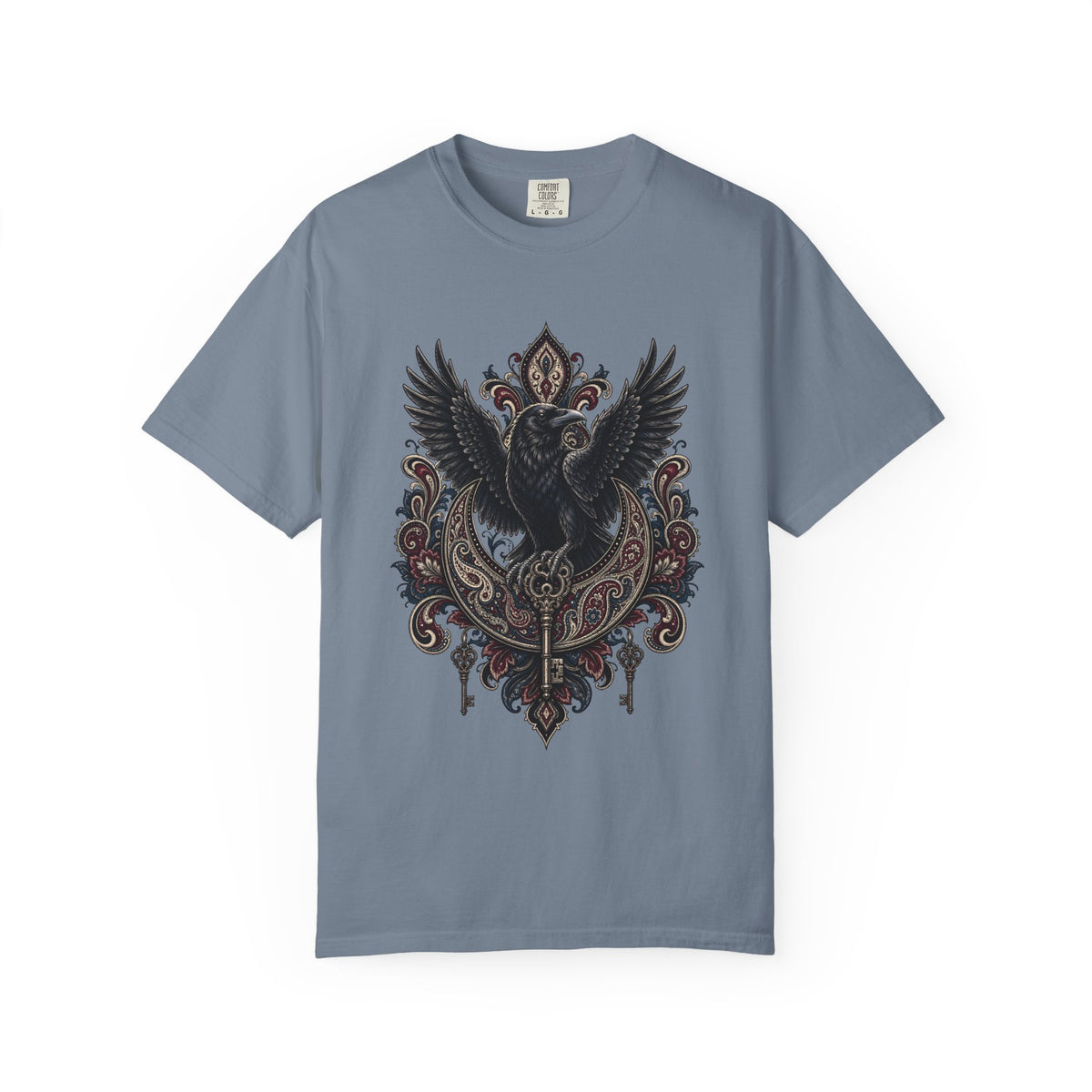 Gothic Paisley Raven Crest Graphic Tee