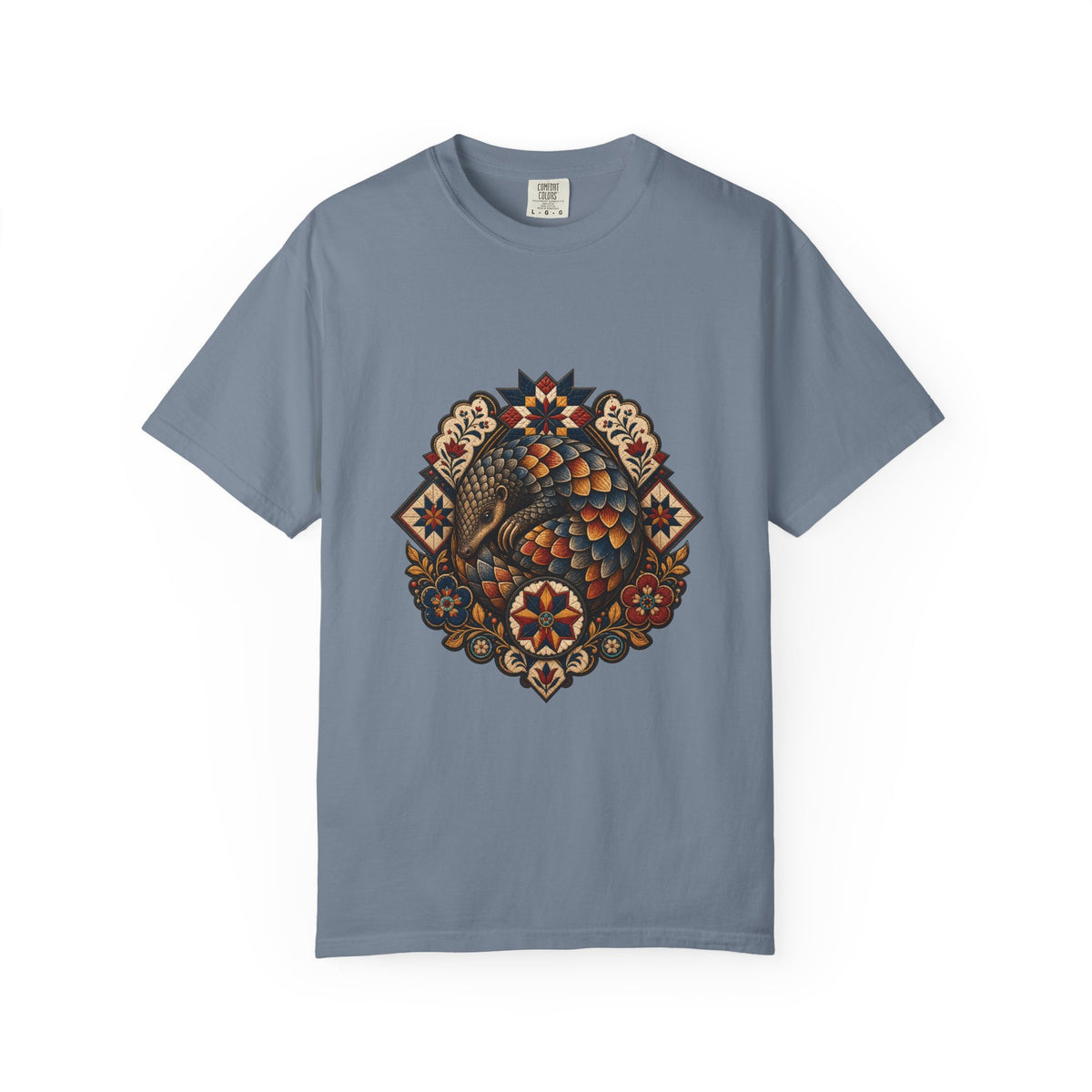 Folk Quilt Pangolin Guardian T-Shirt Graphic