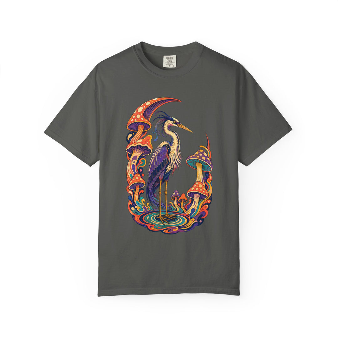 Psychedelic Mushroom Heron Graphic Tee