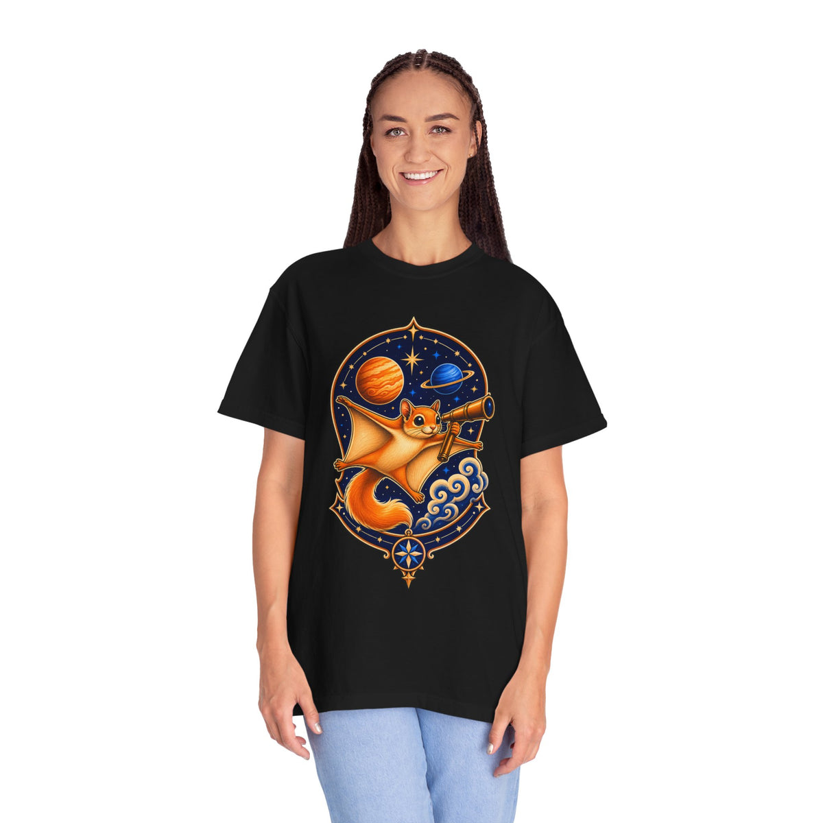 Tangerine Flying Squirrel Astronomer Graphic Tee