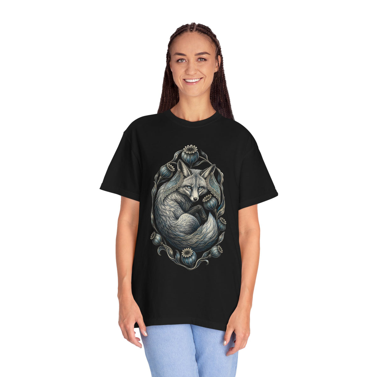 Moonlace Fox Familiar Folk Etching Graphic Tee