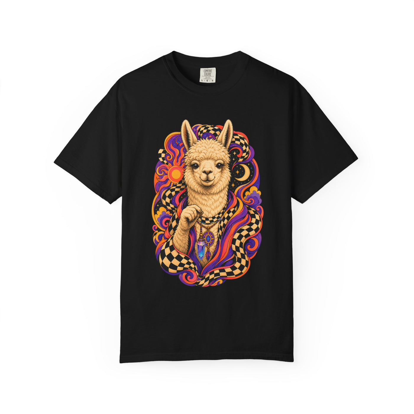 Psychedelic Checker Alpaca Graphic Tee