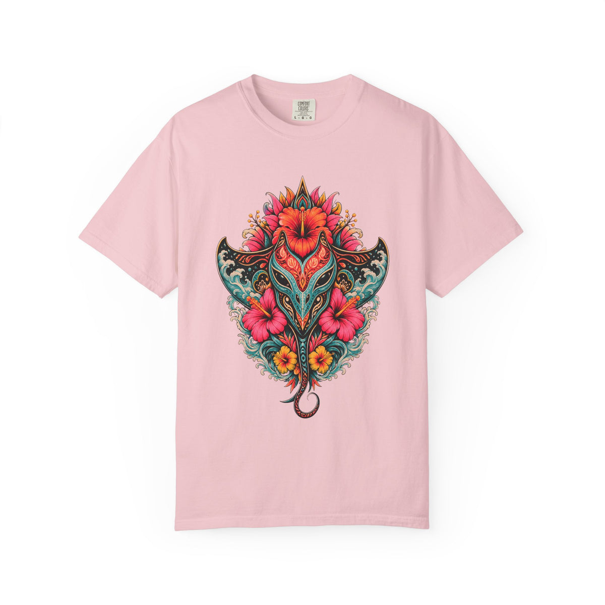Psychedelic Hibiscus Stingray Mask T-Shirt Graphic