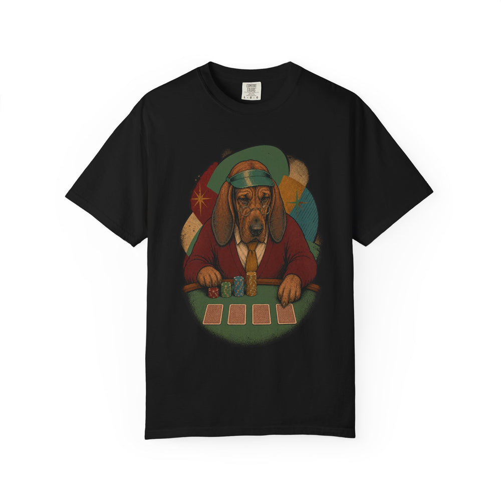 Bloodhound Card Counter graphic on a Black tee