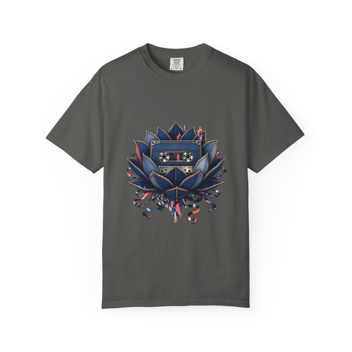 Glitch Denim Cassette Lotus Graphic Tee