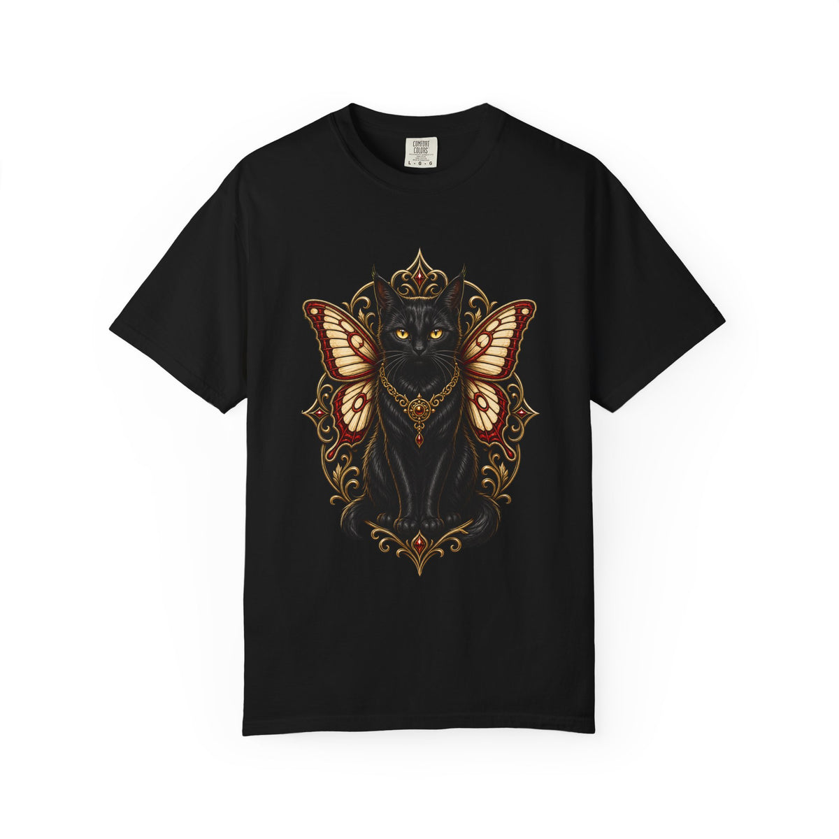 Winged Black Cat Familiar T-Shirt Graphic