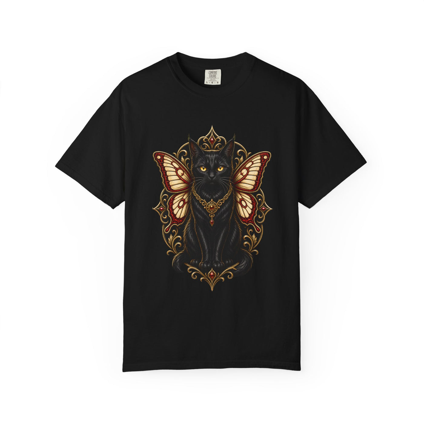 Winged Black Cat Familiar T-Shirt Graphic