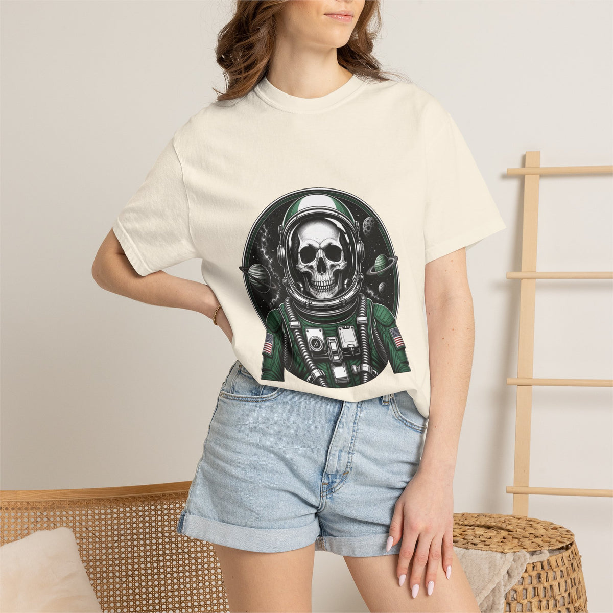 Astronaut Skull Cosmic Badge T-Shirt Graphic