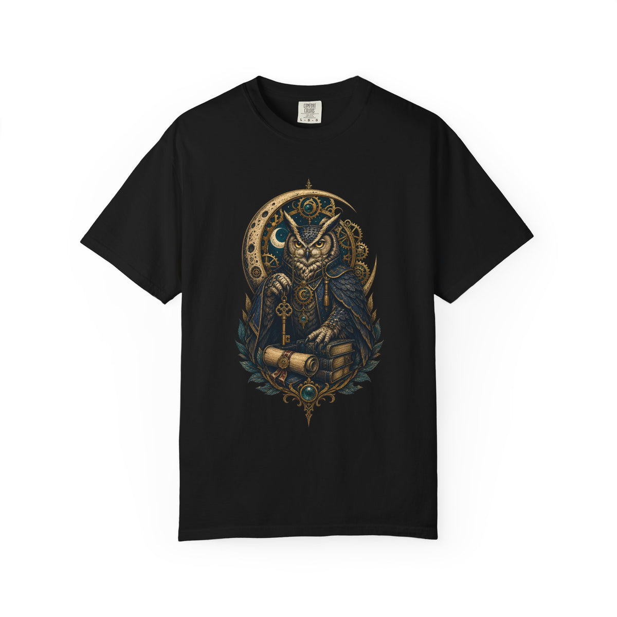 Clockwork Owl Archivist Gothic T-Shirt Graphic