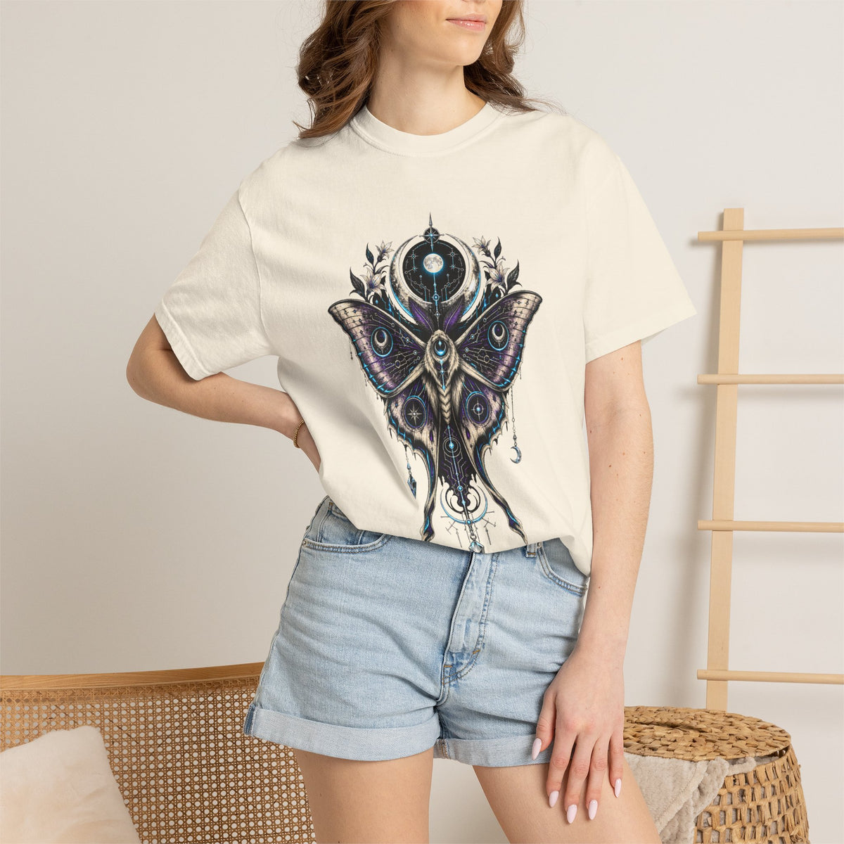 Glitch Goth Lunar Moth Oracle T-Shirt Graphic