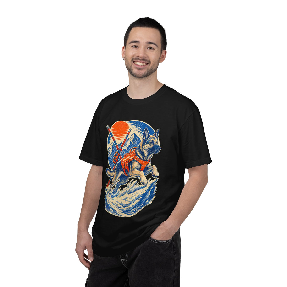 Avalanche Search Rescue Dog Linocut Graphic Tee