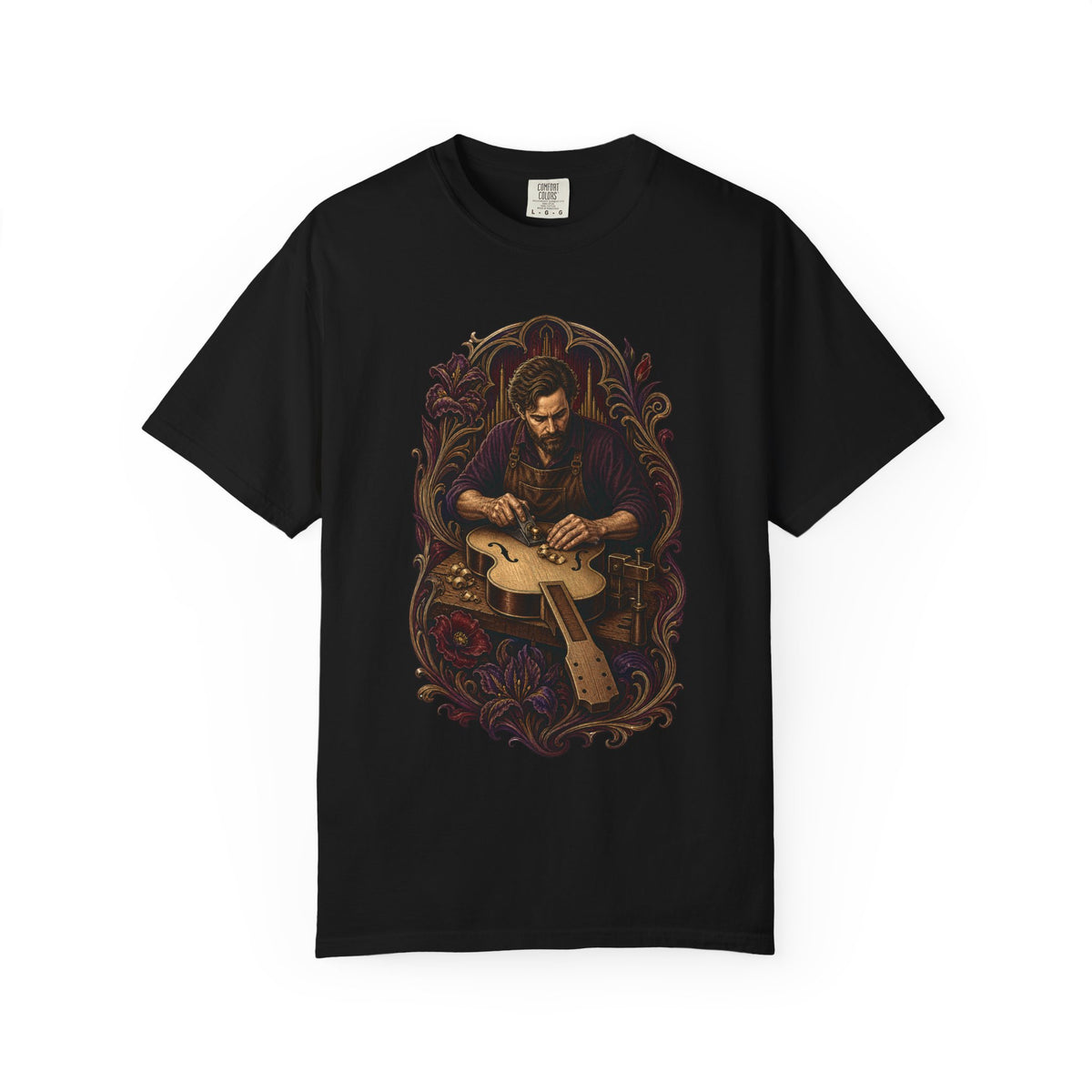 Midnight Archtop Luthier Gothic Botanical Graphic Tee