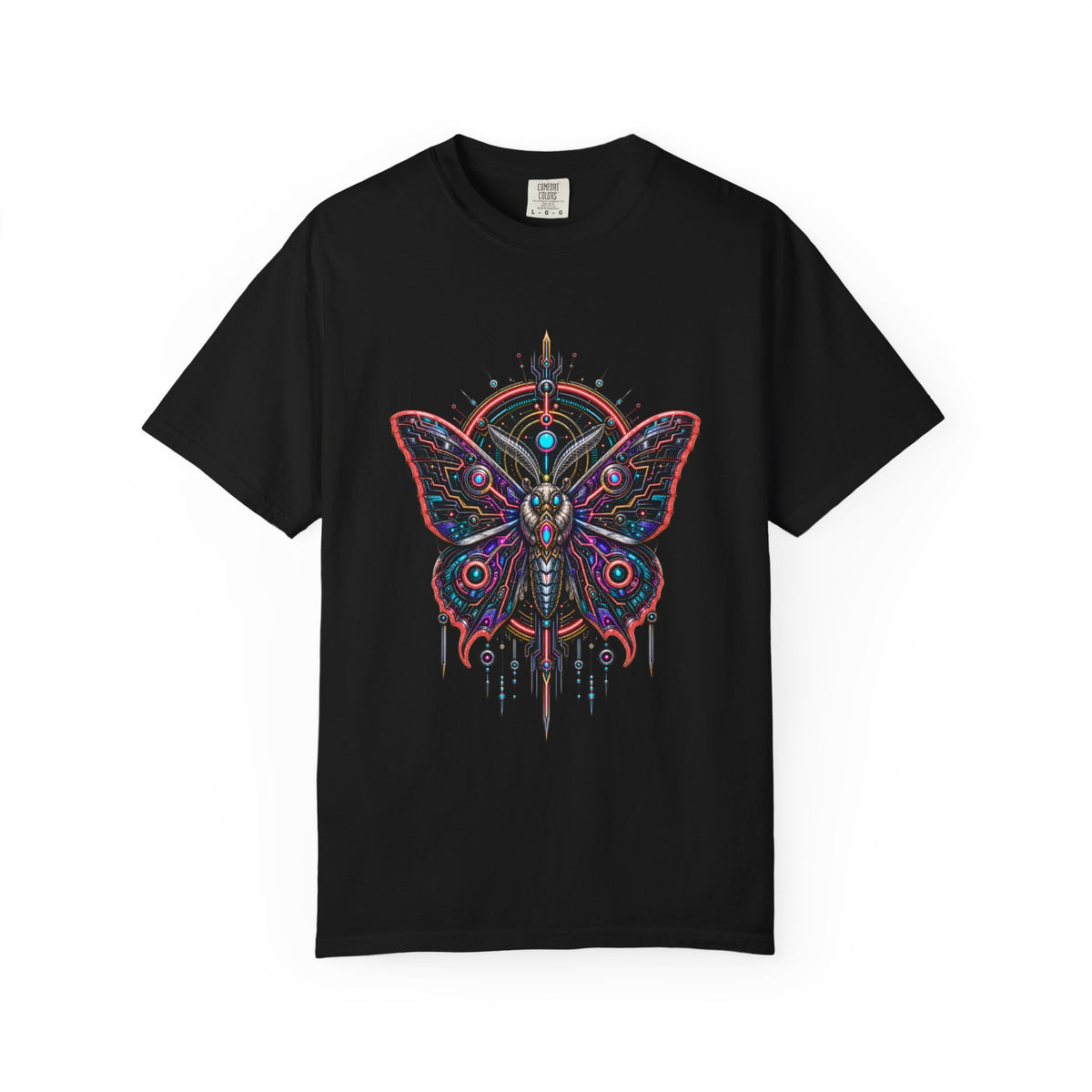 Cyber Moth Neon Emblem T-Shirt Graphic