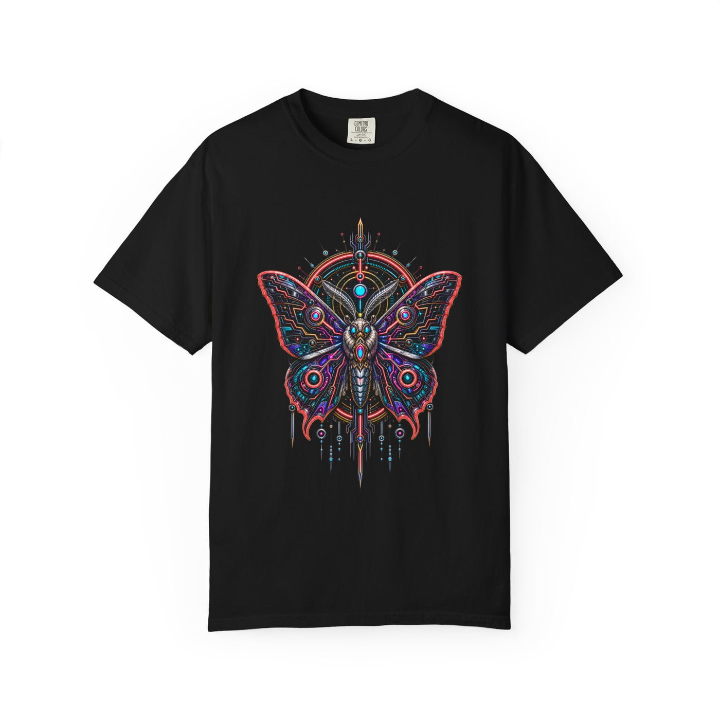 Cyber Moth Neon Emblem T-Shirt Graphic