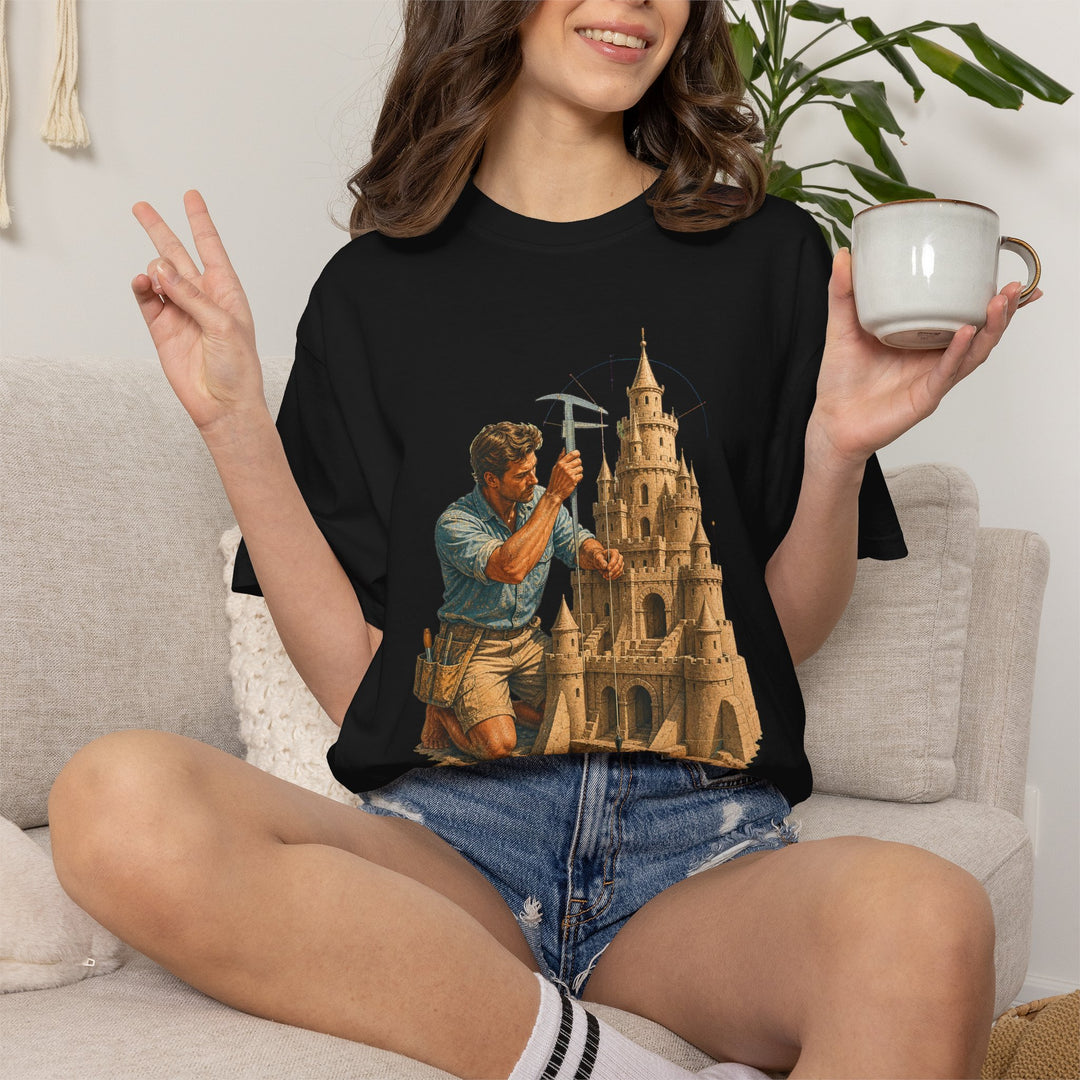 Sandcastle Structural Engineer Retro Blueprint Graphic Tee
