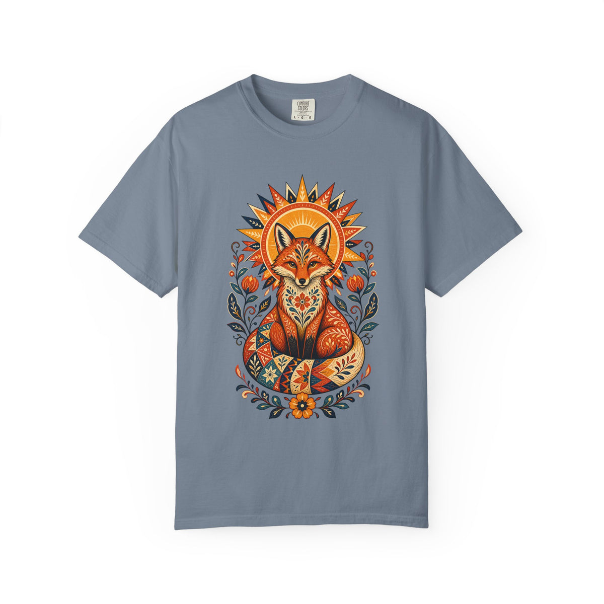 Solar Fox Folk Art Graphic T-Shirt