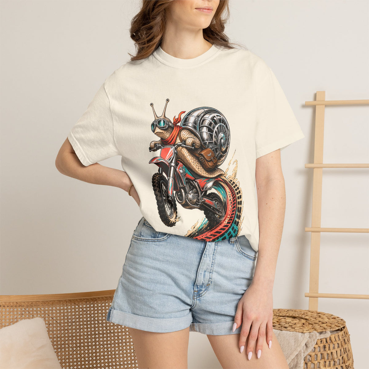 Chrome Deco Snail Motocross Courier T-Shirt Graphic