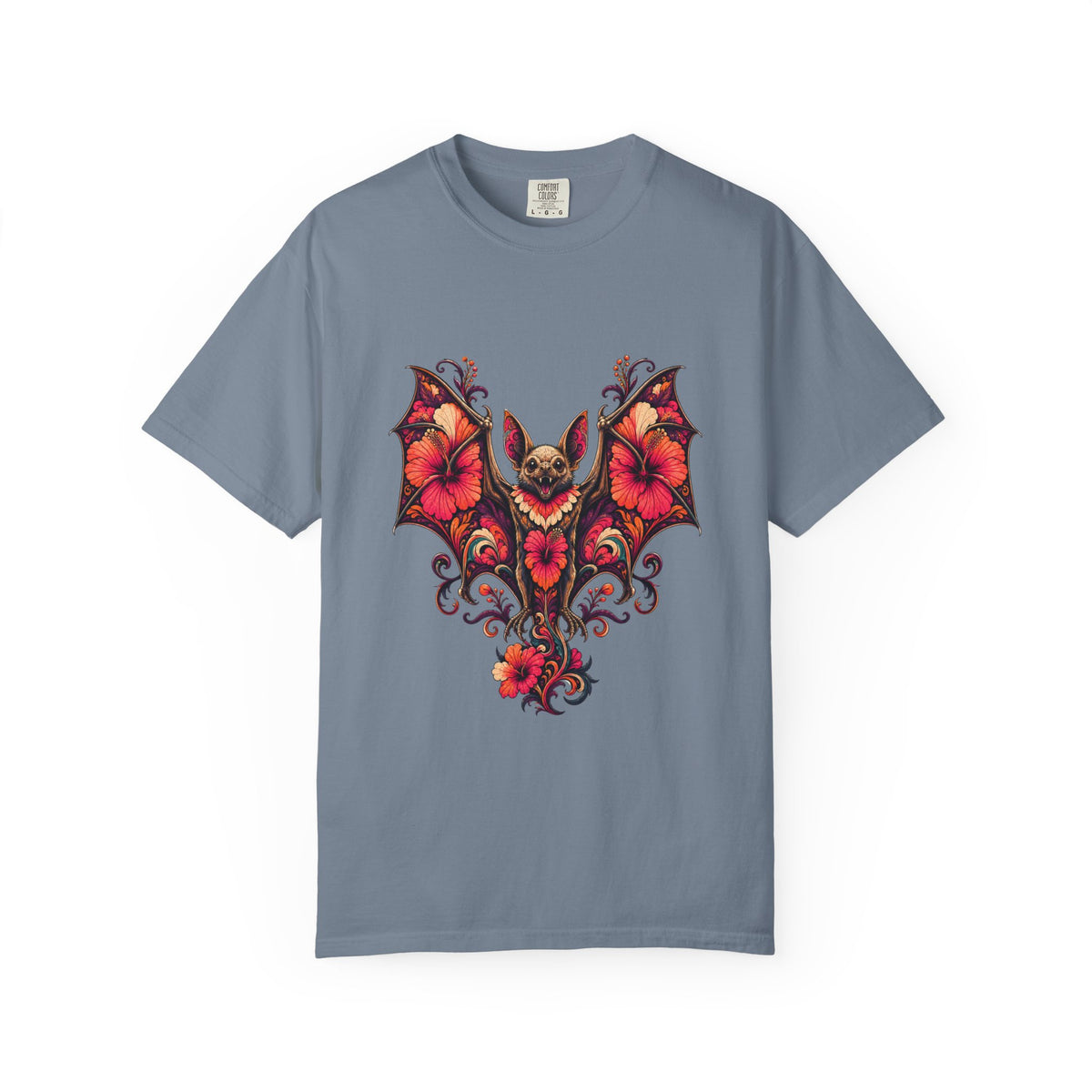Psychedelic Hibiscus Bat Graphic Tee