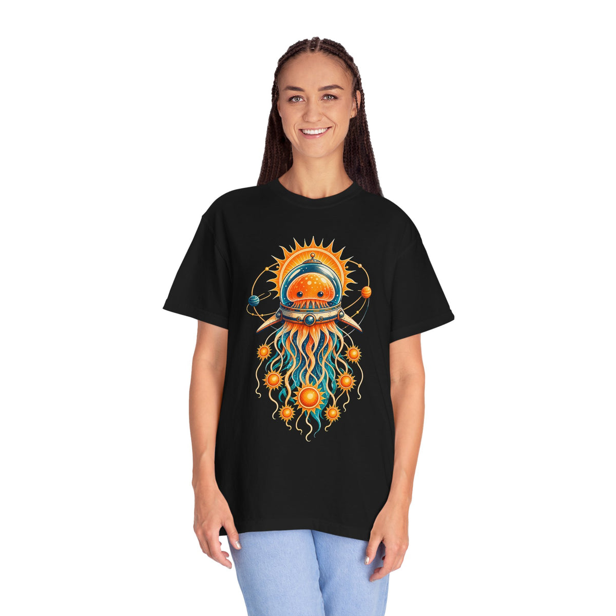 Solar Jellyfish Astronaut Retro T-Shirt Graphic
