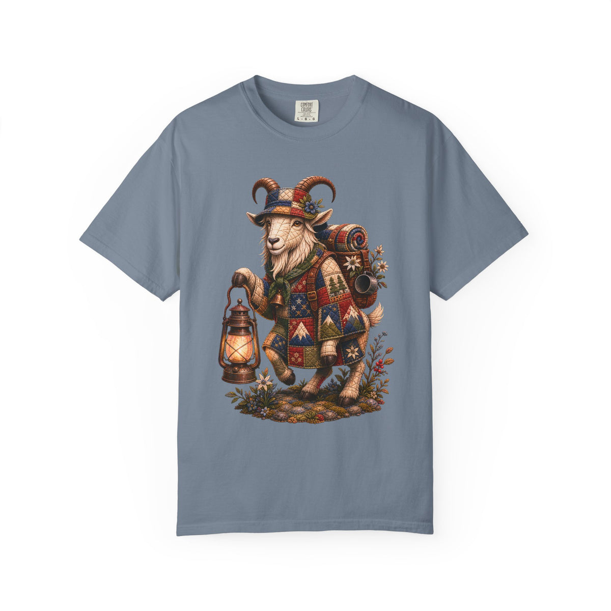 Quilted Highland Picnic Lantern Goat T-Shirt Graphic