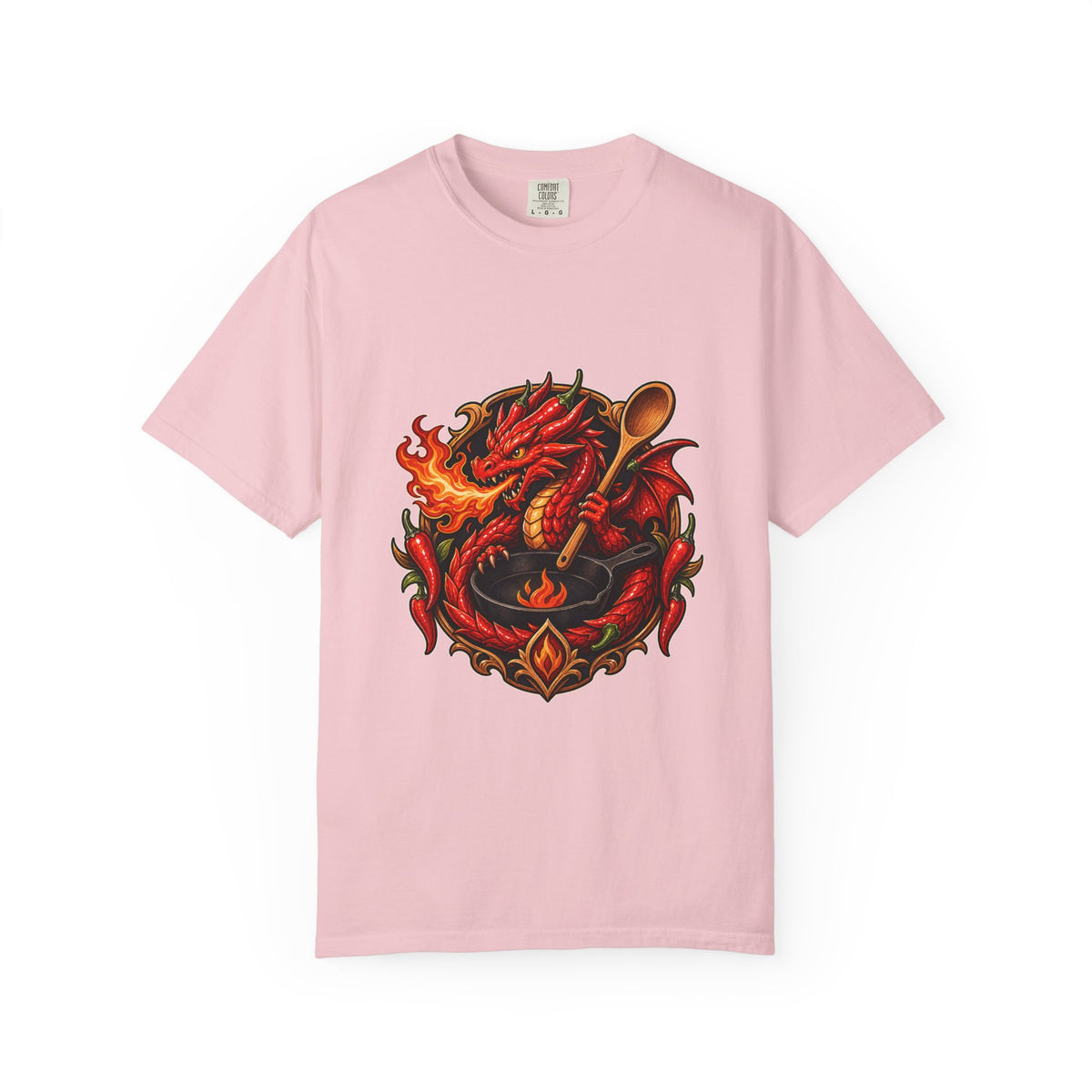 Chili Pepper Dragon Kitchen Crest T-Shirt Graphic