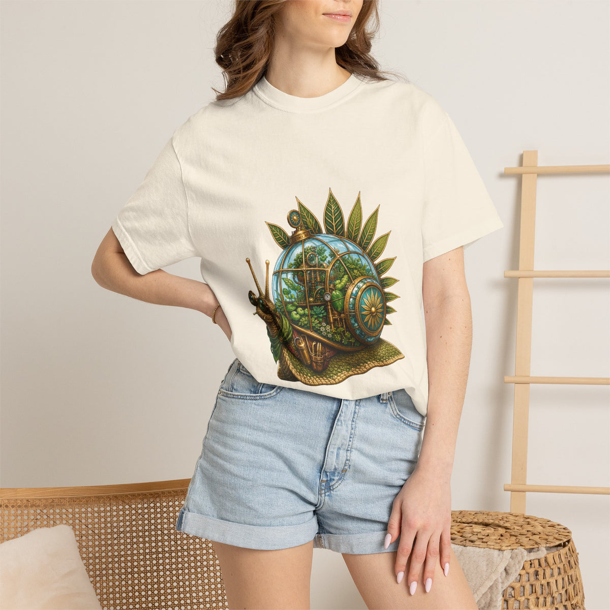 Solarpunk Snail Botanist Graphic Tee