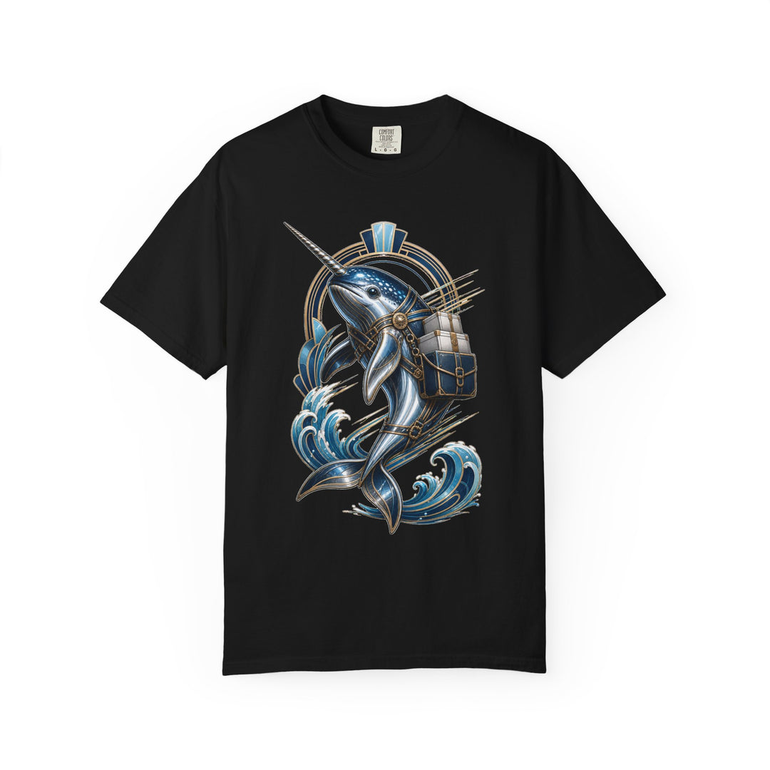 Neo Deco Chrome Narwhal Courier T-Shirt Graphic