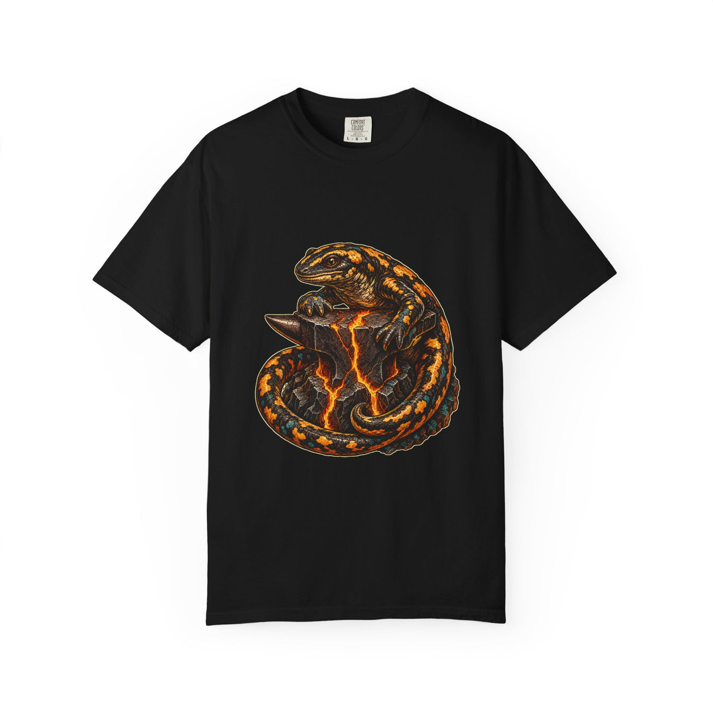Volcanic Salamander Forge Woodcut Graphic Tee